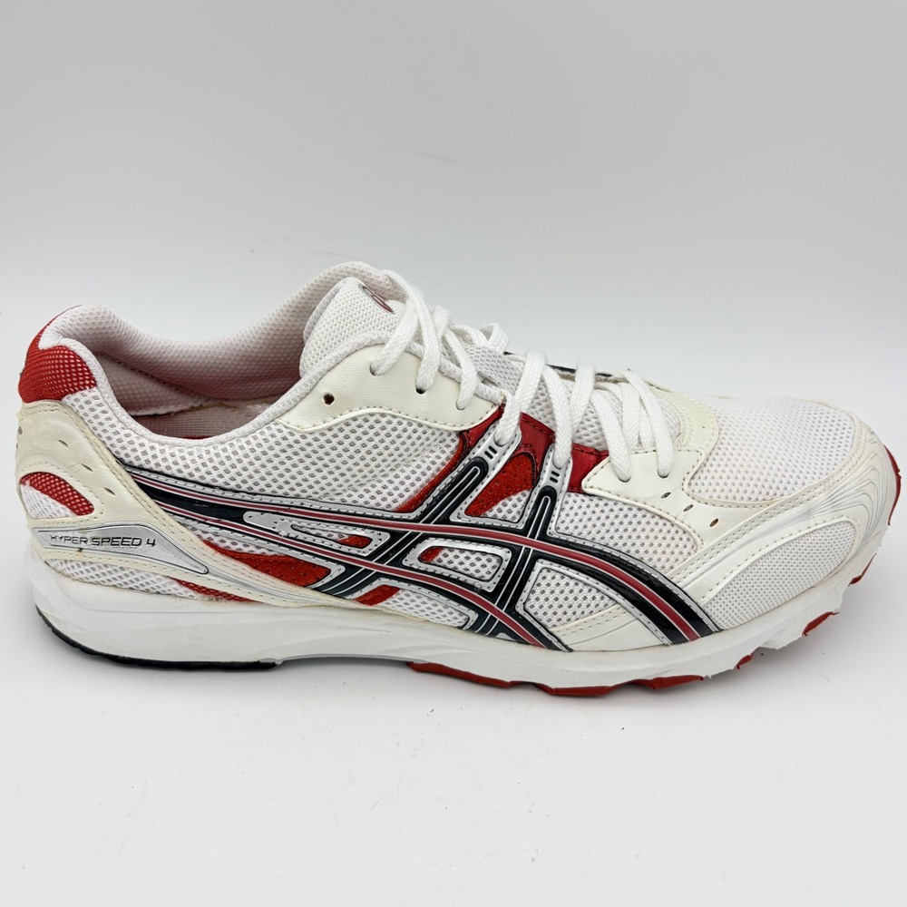 Asics Hyper Speed 4 Running Shoes Mens 10 White Red Silver Gym Tech Sneakers - Picture 9 of 10
